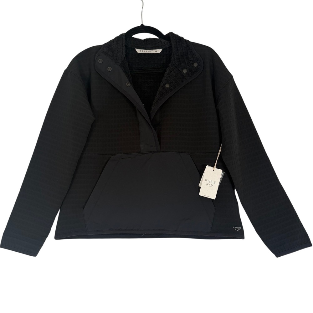 Free Fly Gridback‎ Fleece Snap Pullover Womens XS Black WGBFSP-300-XS New